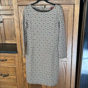 ISLE by Melis‎ Kozan Geometric Pattern Knit Sweater Dress Tan Women’s Size Large